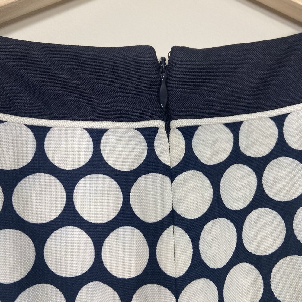 ANN TAYLOR Sz 12 Blue & Cream Polka Dot Silk Sleeveless Knee Length Lined Dress - Picture 7 of 12